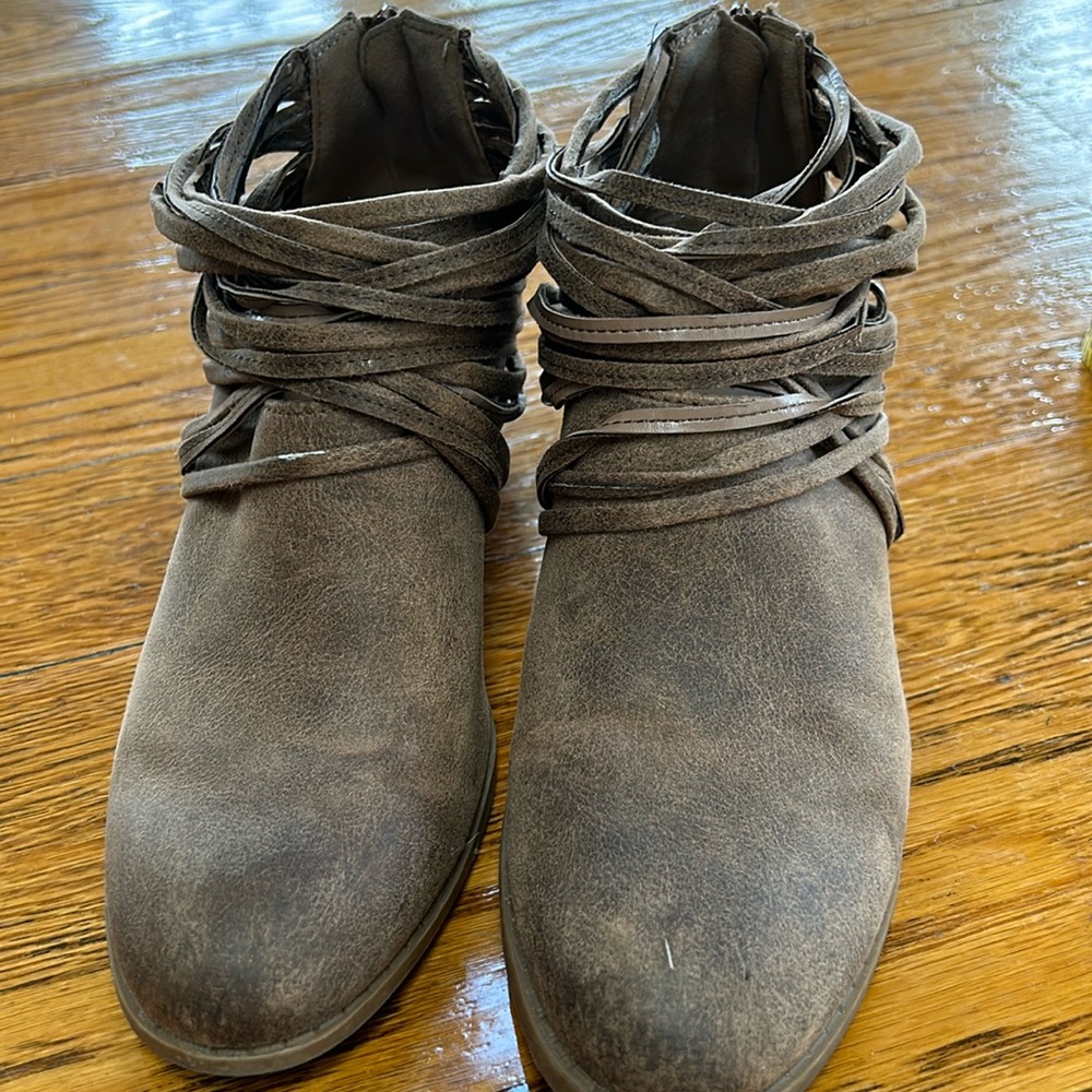 Fergalicious brown booties.  Size 7.  Brown with 2” heel.